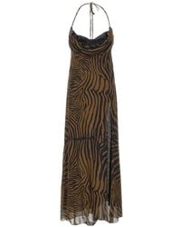Blumarine - Zebra-Print Draped Maxi Dress - Lyst