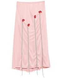 Moschino - Midi-Rok Met Bloemenapplicatie - Lyst