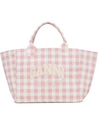 Ganni - Borsa Tote A Quadri - Lyst