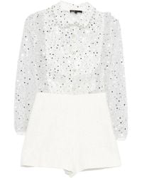 Maje - Embellished Collared Tweed Jumpsuit - Lyst