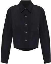 Alexander Wang - Logo-Embroidered Cropped Shirt - Lyst