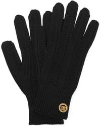 Versace - Medusa-plaque Ribbed-knit Gloves - Lyst