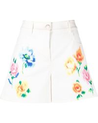 Boutique Moschino - Floral-print Denim Shorts - Lyst