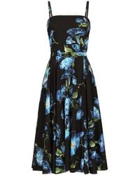 Dolce & Gabbana - Trägerloses Kleid Aus Charmeuse Glockenblumen - Lyst
