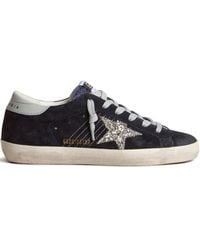 Golden Goose - Super-Star Glitter-Detail Sneakers - Lyst