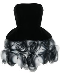 Ana Radu - Floral-Appliqué Strapless Minidress - Lyst