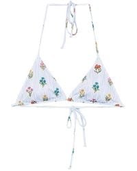 MC2 Saint Barth - Leah Floral-Print Striped Bikini Top - Lyst