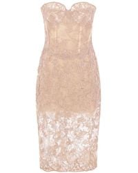 Ermanno Scervino - Robe-Bustier Mi-Longue À Fleurs En Dentelle - Lyst