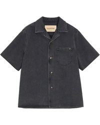 Valentino Garavani - Denim Bowling Shirt With Vgold - Lyst
