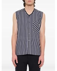Lanvin - Striped V-Neck Shirt - Lyst