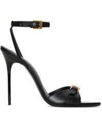 Balmain - Anthem Gladde Leren Sandalen - Lyst