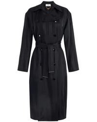 Elisabetta Franchi - Double-Breasted Striped Trench Coat - Lyst
