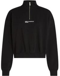 Karl Lagerfeld - Sweater Met Geborduurd Logo En Halve Rits - Lyst