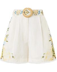 CAMILLA - Floral-Print Belted Shorts - Lyst