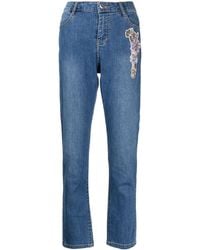 Twin Set - Embroidered Straight-leg Jeans - Lyst