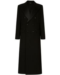 Dolce & Gabbana - Abrigo de botonadura doble en crepé de lana elástica - Lyst
