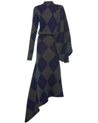 A.W.A.K.E. MODE - Argyle-Knit Asymmetric Dress - Lyst