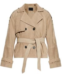 AllSaints - Reed Cropped Suede Trench Jacket - Lyst