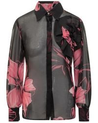 La Petite Robe Di Chiara Boni - Maja Floral-Print Ruffled Shirt - Lyst