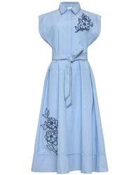 Cinq À Sept - Callie Floral-Embroidered Striped Dress - Lyst