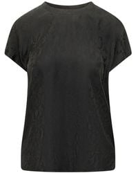 Pinko - Floral-Jacquard Short-Sleeve Blouse - Lyst