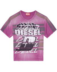 DIESEL - Striped Logo-print T-shirt - Lyst