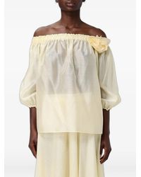 Hanita - Off-Shoulder Floral-Appliqué Blouse - Lyst