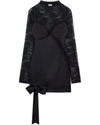 Gcds - Lace-Panel Bow-Detail Mini Dress - Lyst