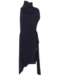N°21 - Draped Asymmetric Midi Dress - Lyst