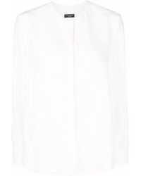Emporio Armani - Collarless Long-sleeve Fluid Shirt - Lyst