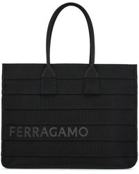 Ferragamo - Logo-print Overlapped-panel Tote Bag - Lyst