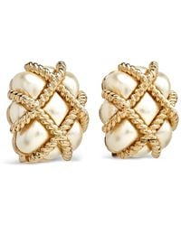 Kenneth Jay Lane - Quilted Pearl Clip Earrings - Lyst