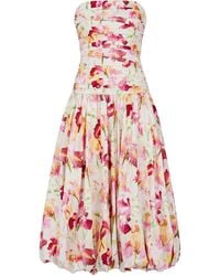 Nicholas - Despina Strapless Midi Dress - Lyst