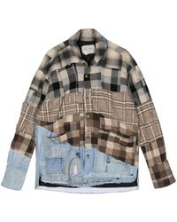 Greg Lauren - Checked Patchwork Shirt Jacket - Lyst