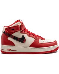 Nike - Air Force 1 Mid 07 LX Plaid Cream Red Sneakers - Lyst