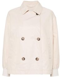 Peserico - Double-Breasted Trench Jacket - Lyst