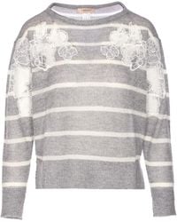 Twinset - Striped-Pattern Lace-Embellished Sweater - Lyst