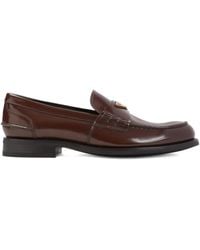 Prada - Mocassins En Cuir À Plaque Logo - Lyst