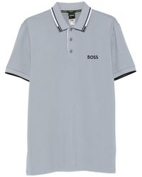BOSS - Logo-Print Tipped Polo Shirt - Lyst