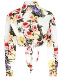 Dolce & Gabbana - Cropped-Hemd mit Blumen-Print - Lyst