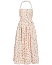 Markarian - Leia Floral-Bouquet Halter-Neck Cotton Midi Dress - Lyst