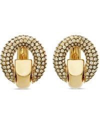 Tory Burch - Crystal-Embellished Hoop Earrings - Lyst
