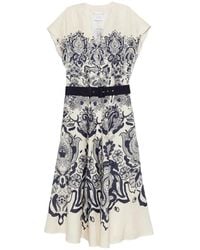 Sara Roka - Glady Damask-Belt Midi Dress - Lyst