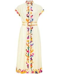 Carolina K - Abstract-Print Belted Shirt Dress - Lyst
