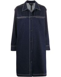 Sara Lanzi Single-breasted Denim Coat - Blue