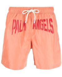 Palm Angels Monogram Print Swim Shorts Black White Men's - SS21 - US