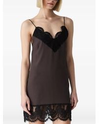 Vera Wang - Lace-Trim Slip Mini Dress - Lyst