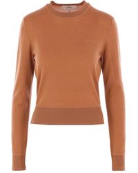 Chloé - T-Shirt Met Geborduurd Logo En Ronde Hals - Lyst