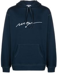 MSGM - Logo-embroidered Cotton Hoodie - Lyst