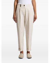 Peserico - Pleated Turn-Up Trousers - Lyst